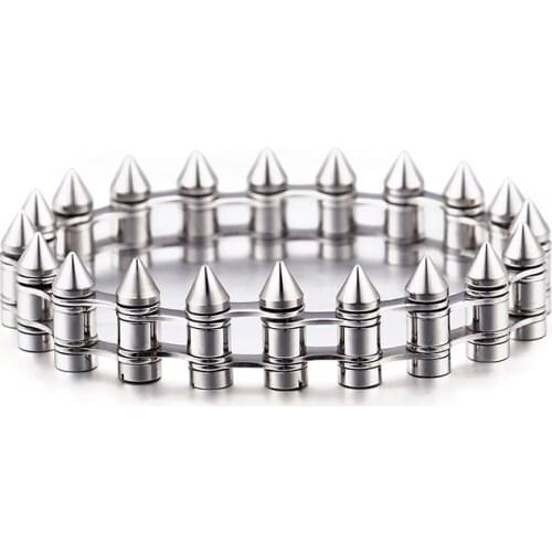 Unisex titanium steel bullet nail bracelet punk style jewelry