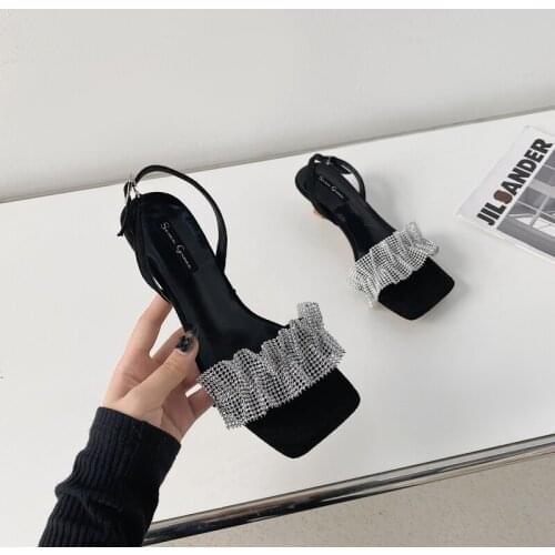 Fashion Women Sandals Open Toe Party Pumps Thin High Heels Elegant Nightclub Slingback Dress Shoes High Quality Sandals Pumps