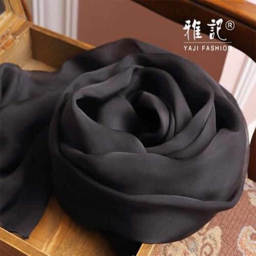 Pure Real silk Scarf Ladies 100% silk scarf Women Luxury Brand black Solid Color soft elegant female Winter Spring Summer