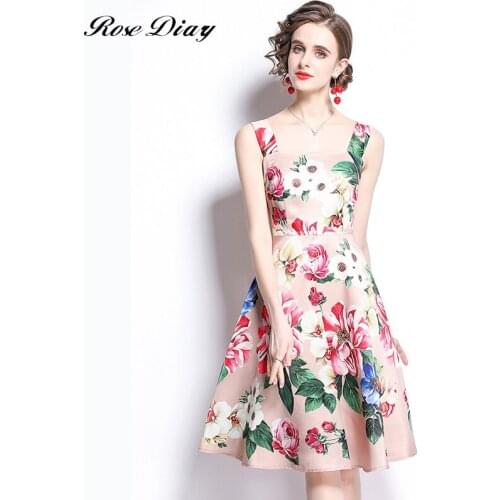 2021 Summer Chic Floral Dress Womens Strap Backless Camellia Flower Printed Cascading Ruffles Beach Midi Sling Dresses