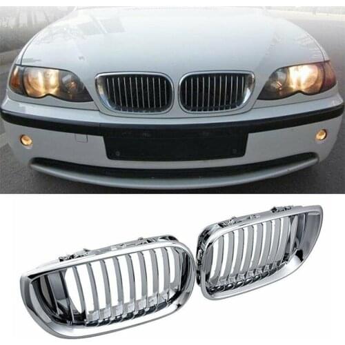 1 Pair Chrome Front Bumper Kidney Grill Fit for BMW E46 4 DOOR Sedan 320i 325i 325Xi 330i 330Xi LCI Facelift 2002 2003 2004 2005