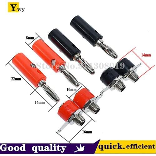 10Pcs/lot Red and Black 4mm Solderless Side Stackable Banana Plug and socket