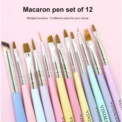 12 Pcs Nail Brush Set Gradient Nail Crystal Acrylic Liner Drawing Pen Tool Nail Art Brush Line Painting Brushes Manicure Tools