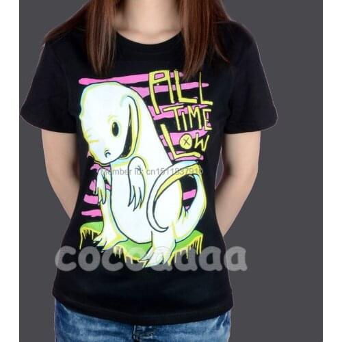 2 kinds Cute dinosaur All Time Low anime Rock dinosaur funny t shirts mma hot fitness Cotton camiseta Ropa Mujer illustration