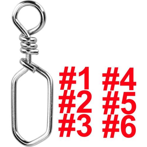 20pcs Stainless Steel Fishing Square Snaps Coastlock Clips for Lures Hooks Barrel Swivels