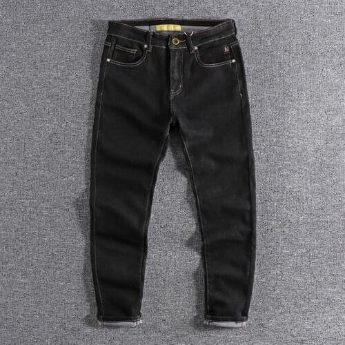 2020 Simple embroidery black micro elastic slim leg jeans European and American high quality pants jeans trouser 0572