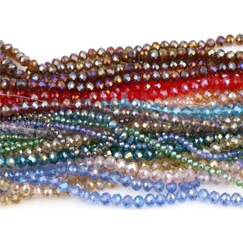 4/6/8mm Faceted Crystal Beads Round Colorful Glass Bead Loose Spacer Beads DIY Jewelry Necklace Making DIY Bracelets 2 Strands