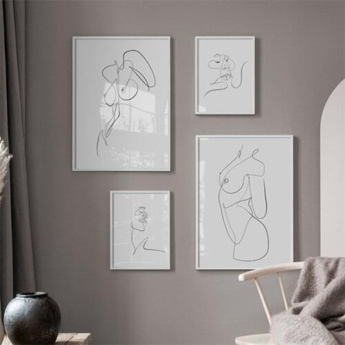 Abstract nude kiss Line Body Art Prints Nordic Posters And Prints Wall Art Canvas Painting Wall Pictures For Living Room Decor