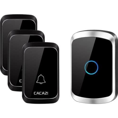 CACAZI Wireless Doorbell Waterproof 300m Range LED Wireless Gate Bell Outdoor Ringbell Smart Electronic Doorbell 220V Home Bell