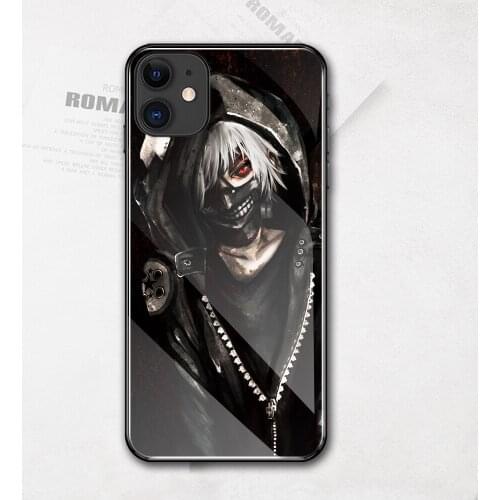 Case anime tokoyo ghouls tempered glass cover case for iphone 6 6s 7 8 plus x xr xs max 11 12 13 pro max DIY case