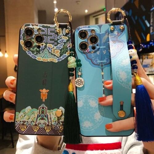 Phone Case For iphone 12 11 Pro MAX Mini X XR XS Max SE with Lanyard Tassel TPU Wrist Strap Holder Cover For iphone 7 8 6s Plus