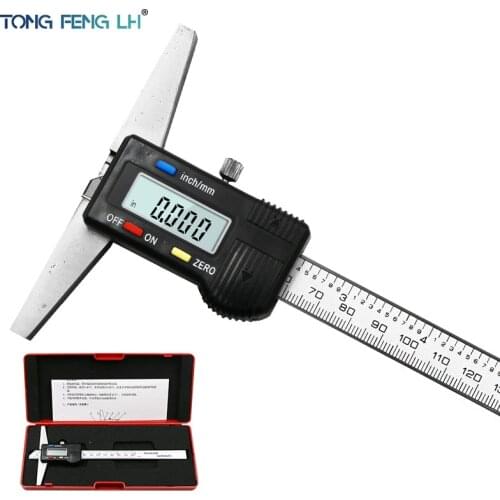 0-150mm 6" Metric Imperial Digital Depth Vernier Caliper Micrometer Stainless Steel Electric Digital Depth Gauge