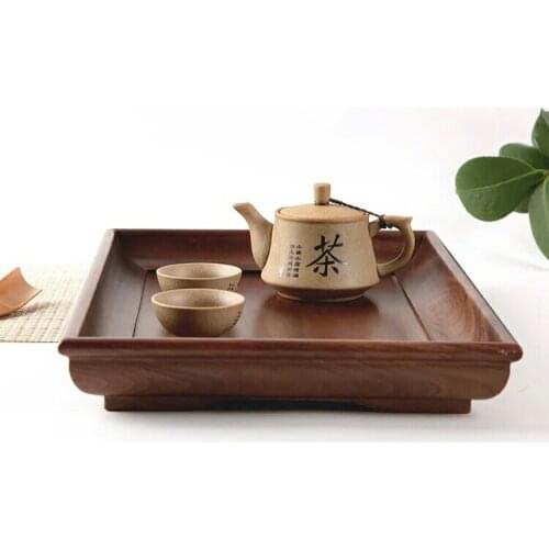 Europe/United States original single creative high-end hotel tea tray solid wood with feet with gripper black walnut wooden tray