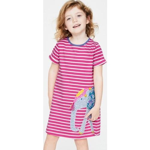 European&American Kids Dresses New Summer Brand Childrens Dress Cotton Striped Elephant Dress For Girls Dresses Skirt Clothing