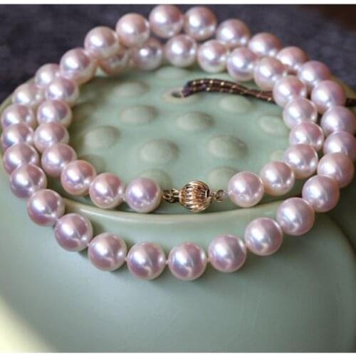 GorgeousAAA 9mm south sea round white pearl necklace18inch 14k