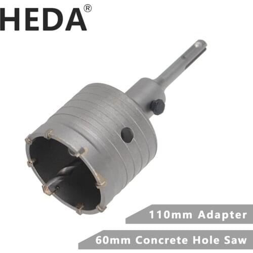 HEDA 60mm Concrete Tungsten Carbide Alloy Core Hole Saw SDS PLUS Electric Hollow Drill Bit Air Conditioning Pipe Cement Stone