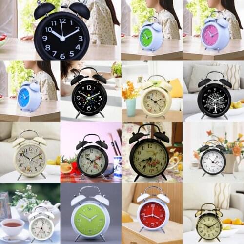 Classic Retro Twin Bell Silent Non-ticking Sweep Quartz Movement Loud Alarm Clock with Night Light for Bedroom Bedside Office