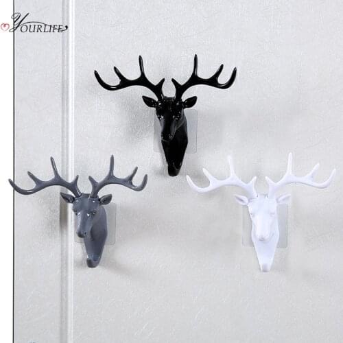 OYOURLIFE Creative Nordic Antlers Wall Hook Key Hanger Self-adhesive Jewelry Handbag Keys Coat Hanger Hook Family Decor Hooks