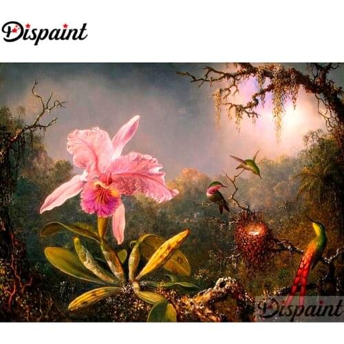 Dispaint Full Square/Round Drill 5D DIY Diamond Painting "Pink flower" Embroidery Cross Stitch 3D Home Decor A12068