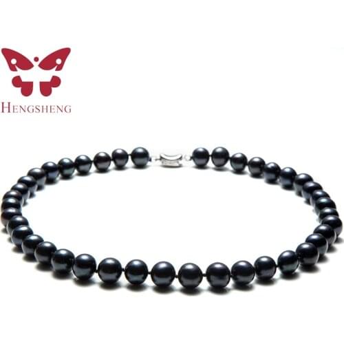 Natural White/Black Freshwater Pearl Necklace Big Near Round 45cm Length,925 Sterling Silver Women Necklace,Fashion Bead Jewelry