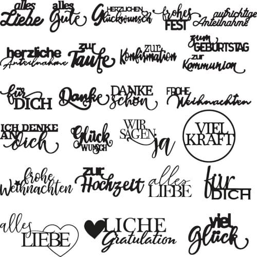 German Words Letters Series Metal Cutting Dies For Scrapbooking Craft Die Cut Card Making Embossing Stencil Album Decoration