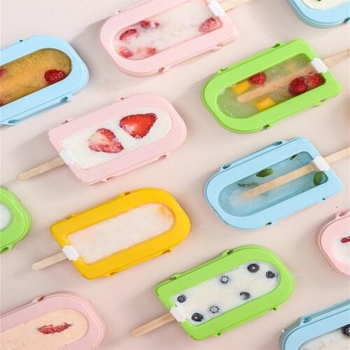 New Ice Cream Silicone Mould Ice Cube Maker Tray Popsicle Barrel Diy Mold Dessert Ice Cream Mold With 10pcs Popsicle Chocolate