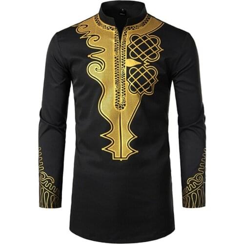 Long Sleeve Clothes for Men Shirt African Fashion Dresses Print Rich Bazin Dashiki 2021 New Slim Fit Mens Top Clothing S-2XL