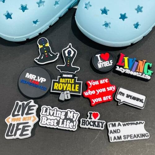 Single Sale 1pcs Rights Protection Life Shoe Charms Woman Speaking Shoe Accessories Decoration Fit Croc Jibz Kids Party Gifts