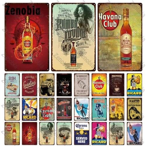 Tin Sign Metal Painting Beer Havana Club Wall Decor Classic Vintage Plaque Metal Poster Wall Stickers Tin Signs Plate Bar Decor