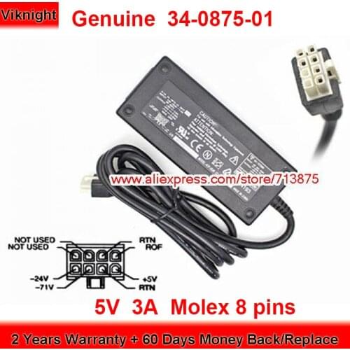Genuine 34-0875-01 5V 3A AC Adapter with Molex 8 pins Plug Power Supply