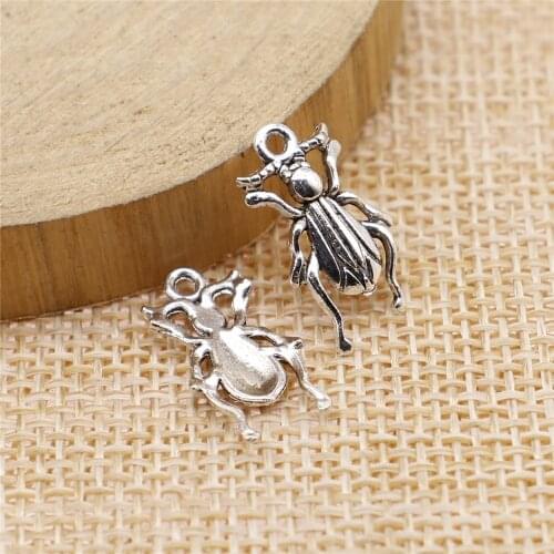 Charms for Jewelry Making Findings Handmade DIY Craft 25pcs Antique Silver Color 17x9mm Insect Charms Pendant