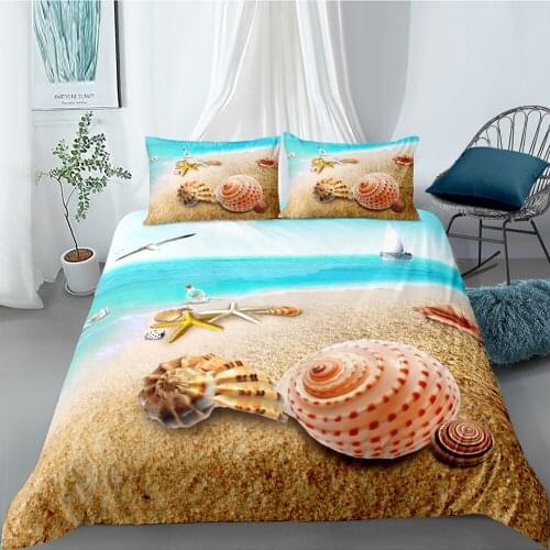 Seaside Bedding Set King Size High End Beautiful Duvet Cover Shell 3D Queen Twin Full Single Double Unique Design Bed Set