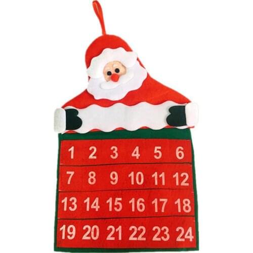 Santa Christmas Advent Calendar 2020 3D Felt Haning Advent Calendar for Kids Christmas Decorations