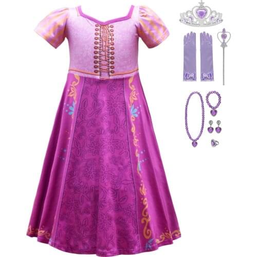 Girls Rapunzel Dress Kids Summer Tangled Fancy Princess Costume Child Halloween Carnival Birthday Party Dress Girl Clothes Gown