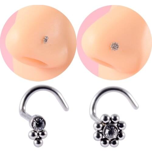 1PCS Stainless Steel Zircon Nose Studs Septum Nose Ring Earrings Nose Pin Ear Tragus Cartilage Daith Helix Body Piercing Jewelry