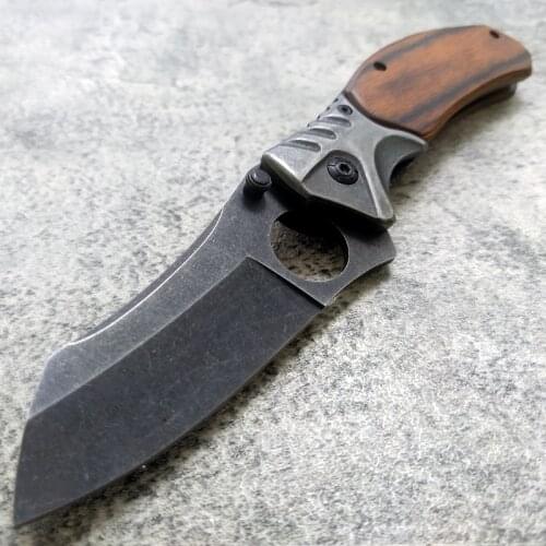 8.60'' Red Sandalwood Damascus Steel Camping Folding Knife Sharp Pocket Folding Knife The Damascus Knife Outdoor Tactical Knife