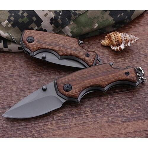 Band Folding Knife Hunting Wood Handle Survival Knives Camping tool Tactical Folding Pocket Knife 440C Stainless Steel knives