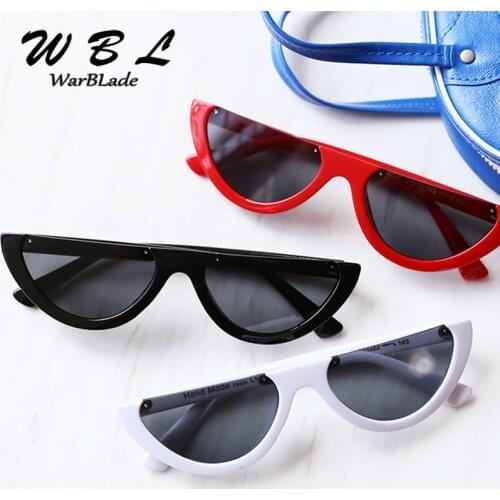 WarBLade 2019 Unique Half Frame Women Cat Eye Sunglasses Brand Designer Fashion Ladies Pink Tint Clear Lens Shades Glasses