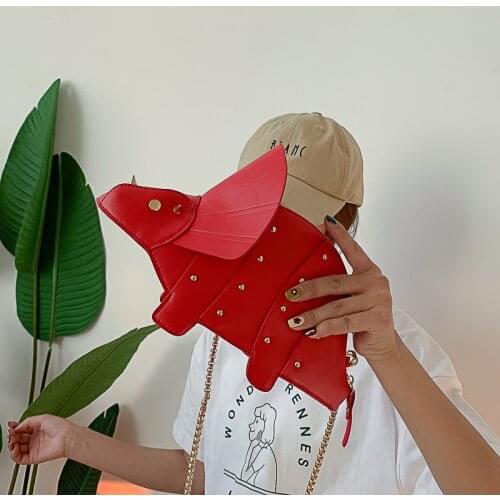 Personality Style Rivets Dinosaur Shoulder Bag PU Leather women Chain Crossbody Messenger Bag Female Purse Quality Travel Bags