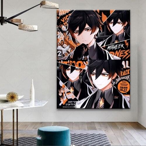 Zhongli Genshin impact Decoration Home Decor Canvas Painting Living Room Wall Art Pictures Posters Prints Pattern