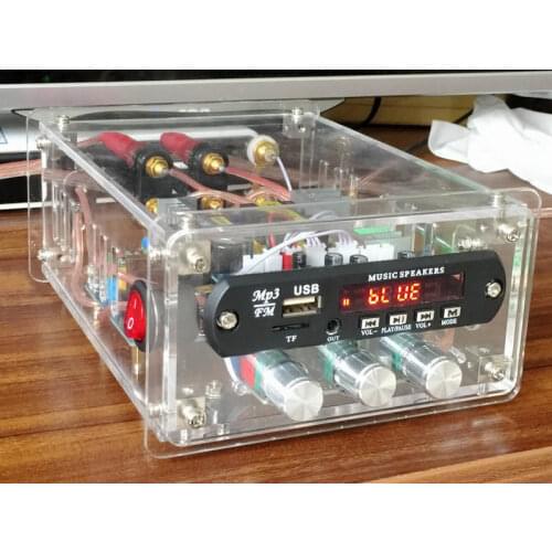 Bluetooth 4.0 HIFI2.0 power amplifier, transparent acrylic desktop power amplifier, output r: 50W*2, support lossless music APE