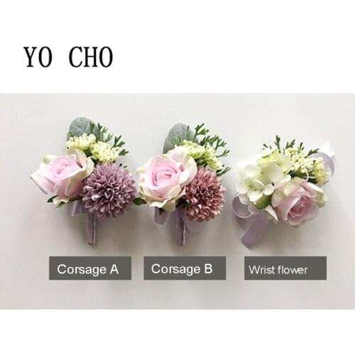 YO CHO Romantic Wedding Bridesmaid Wrist Flower Bracelet Wedding Ornaments Handmade Bouquet Hand Flowers Wrist Corsages