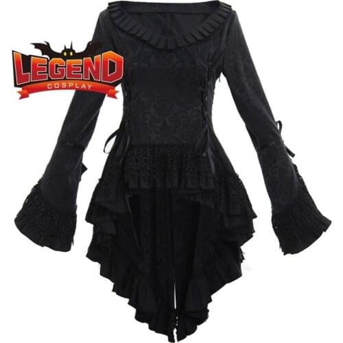 Victorian Gothic Top Long Sleeve Lace Blouse Renaissance Womens Vintage Shirt Irregular Hem Victorian blouse