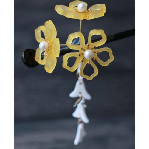 Cosmile japanese style Traditional sakura Hairpin for women Tassel pearl step Hair Accessories Limited Cute cosplay cos Gift C