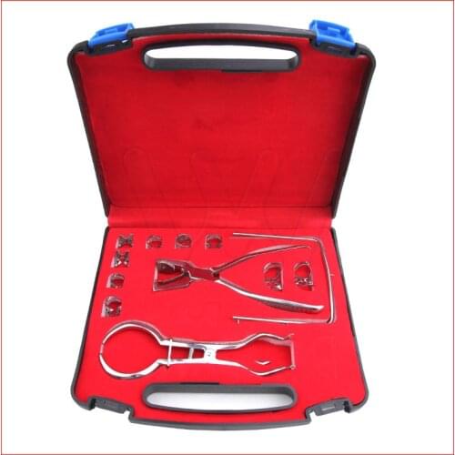 1set 12pcs Stainless Steel Dental Rubber Dam Kit Dental Surgical Instruments