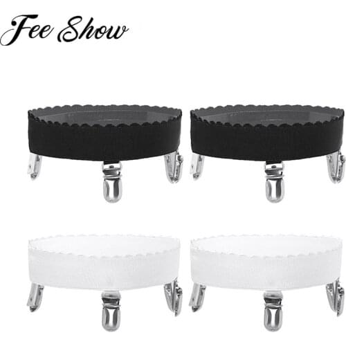 1 Pair Women Sexy Lingerie Non-slip Elastic Glossy Thigh High Garter Belt Stockings Holder Suspender with Metal Duck-Mouth Clips