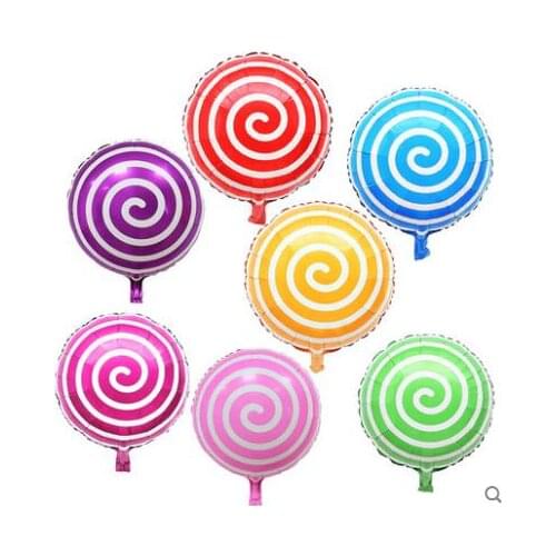 10pcs/lot colorful candy foil balloons 18 inch round lollipop aluminum balls wedding birthday baby party decoration
