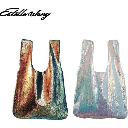 2020 Estelle Wang Retro Clutch Japanese Style White Sequins Fashion Women Versatile Vest Bag Handbags High Quality