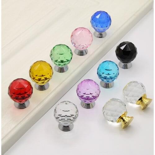 30mm Diamond Shape Design Crystal Glass Knobs Cupboard Pulls Drawer Knobs Kitchen Cabinet Handles Furniture Handle Hardware