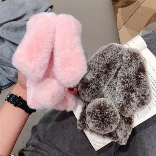 3D Rabbit Hair Fur Case For Huawei honor 8x 8c 8a 8S 10i 20 play 5a 6a V30 7a pro Warm Phone Cover Y6 Y3 Y5 II 2017 Y7 Y5 2019